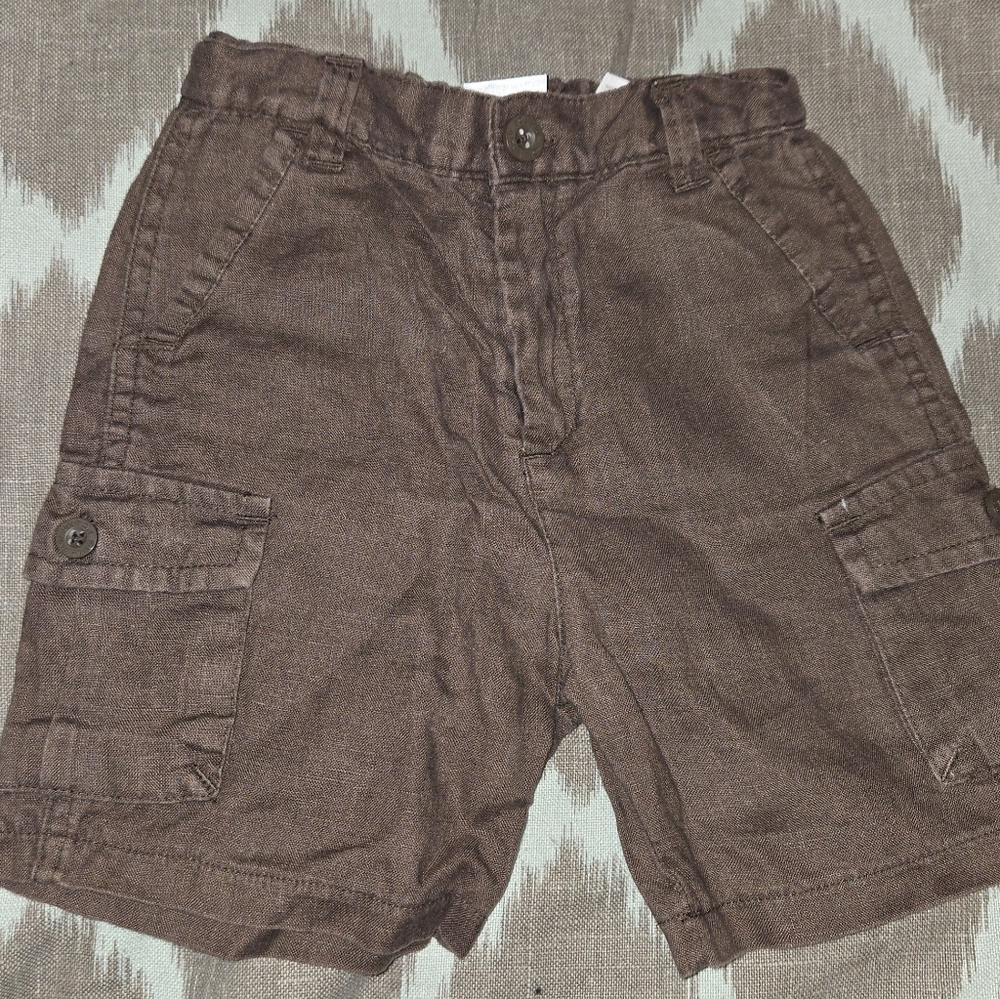 Linen Koala Baby 12 Months Boutique  Dusty Brown Baby Cargo Shorts
